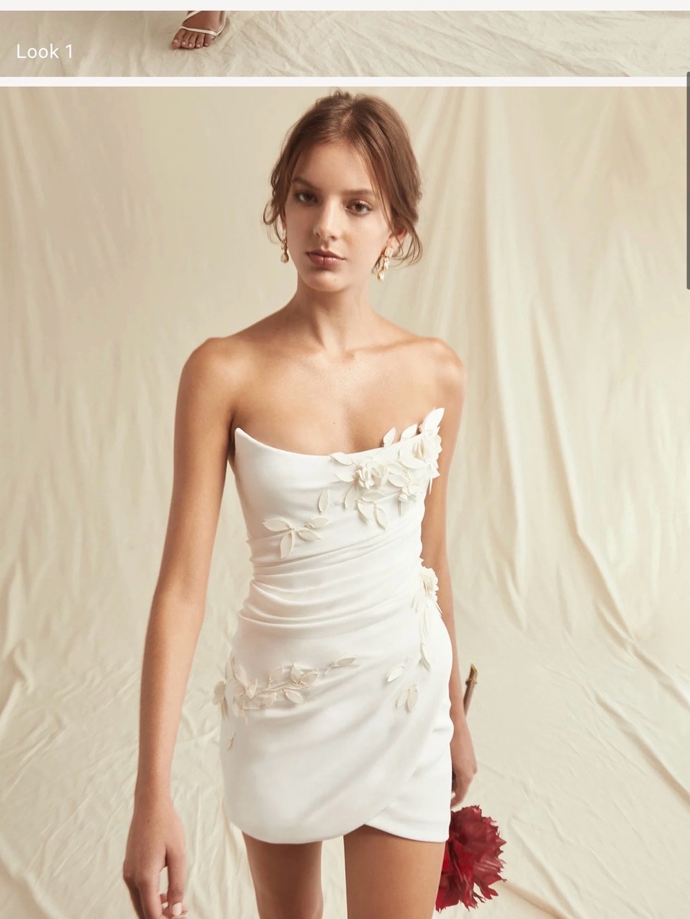 Oscar de la Renta Spring 2021 Floral-Appliqué Mini Bridal Dress